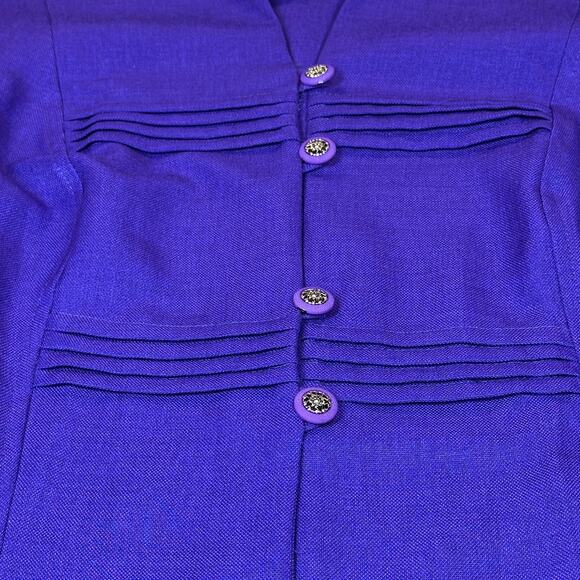 Vintage Karis Korner Blazer Womens 18W Purple Short Sleeve V Neck Button up Top - Picture 7 of 10